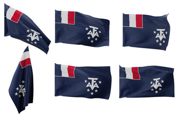 Large pictures of six different positions of the flag of French Southern and Antarctic Lands