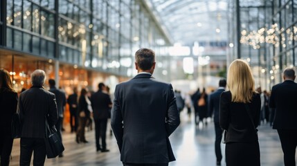 Fototapeta premium Business executives standing in exhibition hall