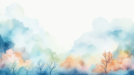Beautiful Landscape Watercolor Oil Painting Abstract Background with Paint Brush Strokes, Wallpaper