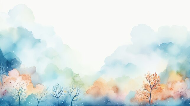 Beautiful Landscape Watercolor Oil Painting Abstract Background with Paint Brush Strokes, Wallpaper