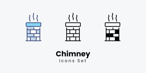 Chimney icons set autumn icons vector stock illustration.