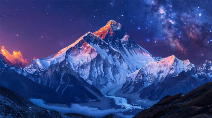 Mount Everest illustration vectorial - obrazy, fototapety, plakaty
