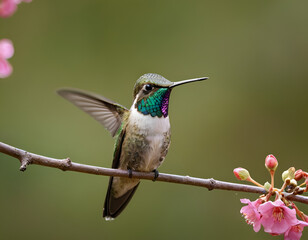 Fototapeta premium hummingbird on flower branch