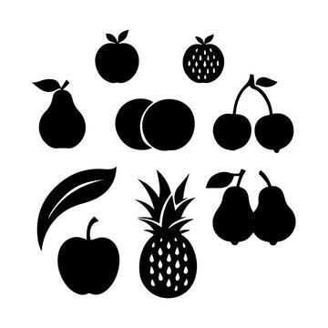 Silhouette of black and white fruits icon
