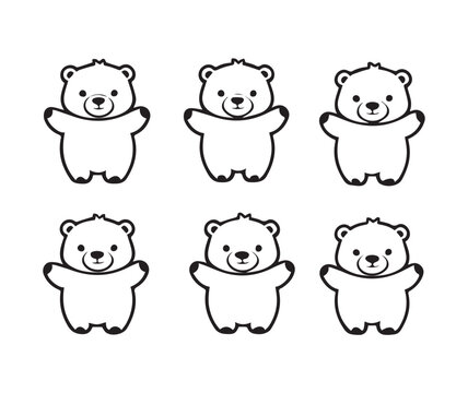 black bear polar icon design animal set