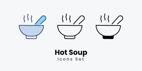 Hot Soup icons set autumn icons vector stock illustration.