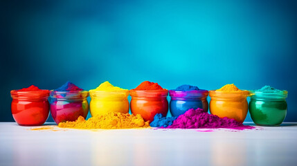 Colorful powder colors in pots - ai generative - obrazy, fototapety, plakaty