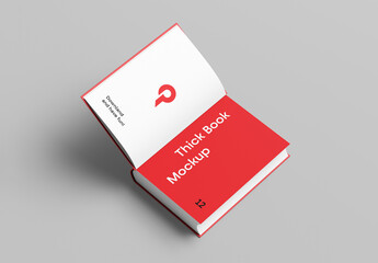 Perspective Open Thick Book Mockup