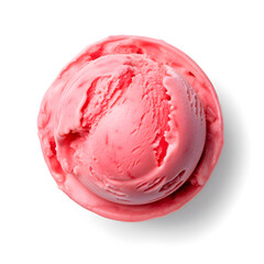 Scoop of strawberry ice cream isolated on a white background