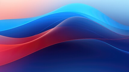 Sleek Abstract Waves in Blue and Red Over a Dark Gradient Background.