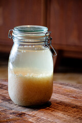 Active fermentation of water kefir in glass jar