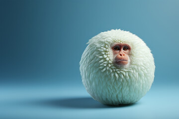 Round Fluffy Monkey. Generative AI