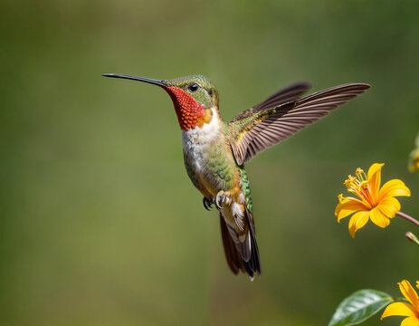 hummingbird with a flower