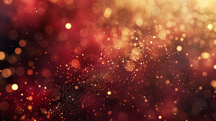 Fototapeta premium Golden Elegance: A Symphony of Light on a Dark Red Canvas