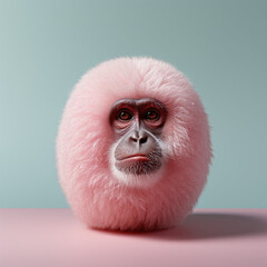 Pink Fluffy Monkey. Generative AI