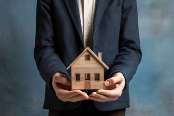 hands of a property business or home protection business, illustration of hands holding a house with the concept of protection