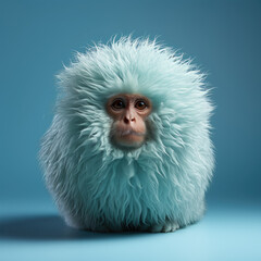 Blue Fluffy Monkey. Generative AI