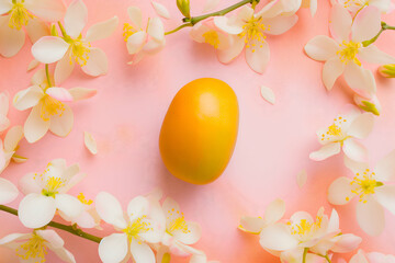Flatlay colorful composition of fresh mango on pink background