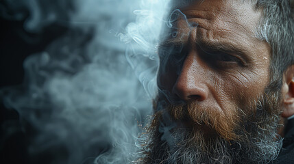 A man smokes an electronic cigarette - obrazy, fototapety, plakaty