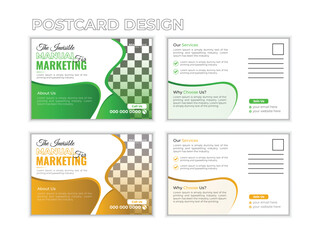 Creative business postcard design template with two colors.