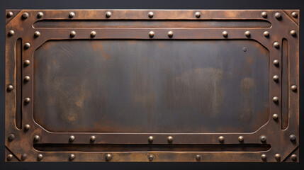 Thin rusty metal frame border, red, bronze, bolt, nail, rectangle - obrazy, fototapety, plakaty