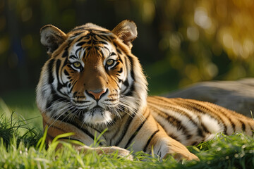 Obraz premium Bengal Tiger relaxing in the late afternoon sun