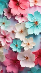 Vertical AI illustration pastel petal medley in soft bloom. Background and textures concept.