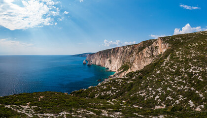 White cliffs of Zakynthos island in Greece.