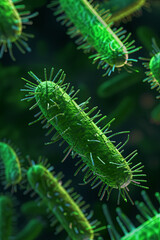 Fototapeta premium Bacteria - 3d render, green colors