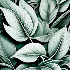 2d large green leaves background