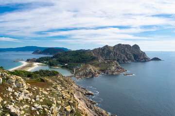 Fototapeta na wymiar Majestic View Of The Natural Park Of The Cies Islands in Vigo. Galicia - Spain