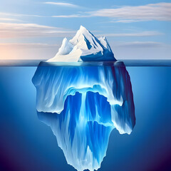 illustration d'un iceberg, idéal pour infographie sur le climat, le développement personnel ou les compétences invisibles - obrazy, fototapety, plakaty