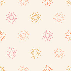 Seamless pattern with colorful suns