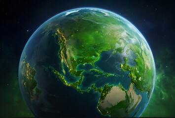 Fototapeta premium Sphere of Earth planet in outer space. View of earth globe. Created with Generative AI technology