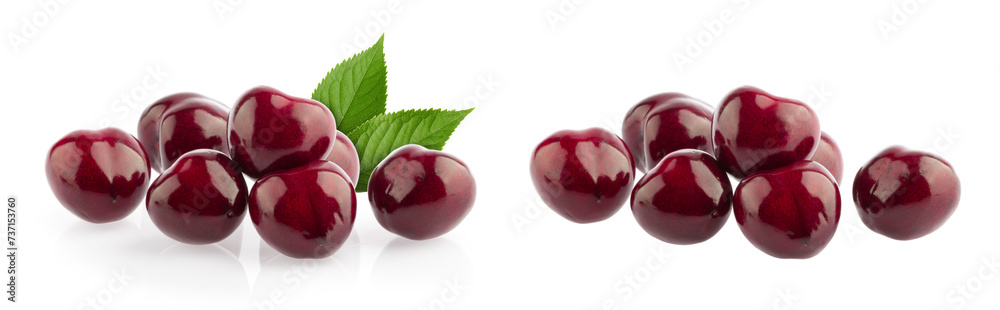 Wall mural cherries isolated on white background without shadow with clipping path