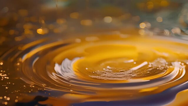 Each drop of honey falls with purpose forming a gleaming syrupy pool below.