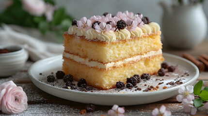 cake with cream and chocolate