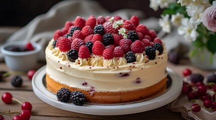 cake with berries