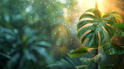 tropical rain forest, tropical monstera plant 