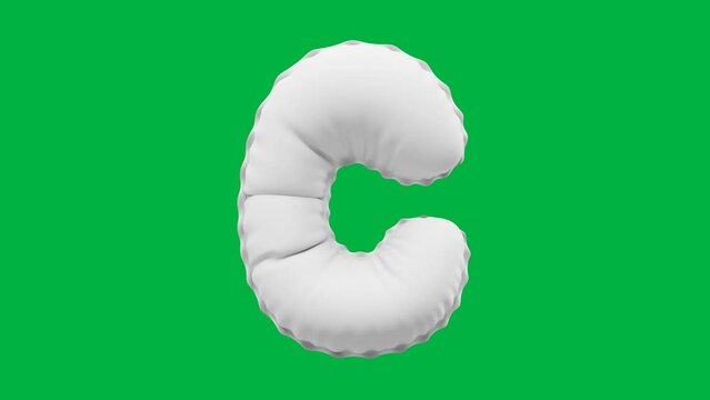 3D Balloon Letter C 4K animation in Matt White color