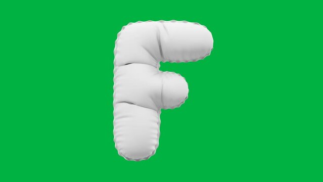 3D Balloon Letter F 4K animation in Matt White color
