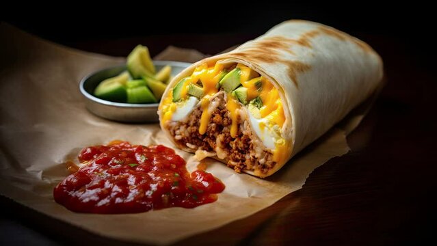 Zooming in ona Breakfast Burrito