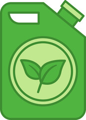 Green Biofuel Icon. Vector Icon of Leaves on a Canister. Ecology and Environmental Protection Concept