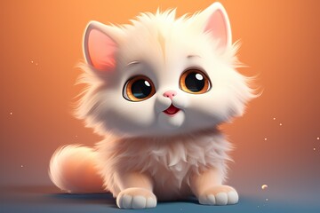 3d cute cartoon cat with nice background made with AI 