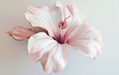 Photorealistic Full-Size Flower on White Background