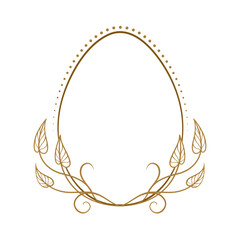 Easter egg shape vintage floral frame