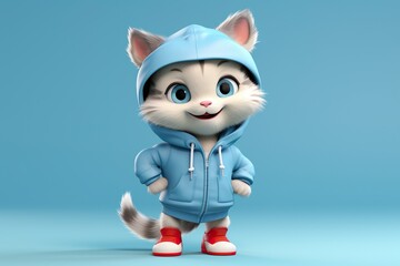 cute cat in cute dressing with nice background 3d cute cat dressing 