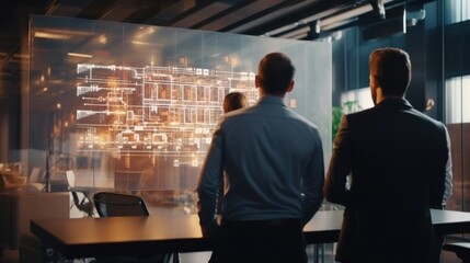 A meeting of IT engineers, they talk about various novelties and trends and exchange their observations, project ideas and the direction of development of the IT industry