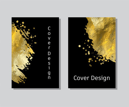 Gold foil abstract grunge banner. Texture, gold foil effect background vector illustration.