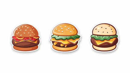 burger, dessin type ic&ocirc;ne ou logo de hamburger, sur fond blanc, minimaliste, illustration ia g&eacute;narative